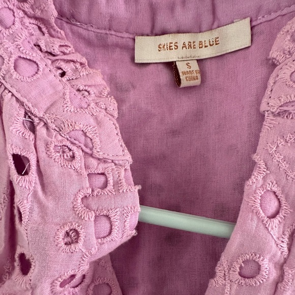 Skies Are Blue Lavender Eyelet Mini Dress - Picture 9 of 10